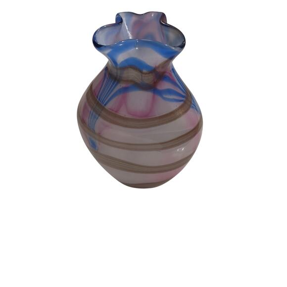 Murano Vase Pink, blue with Gold fleck swirls. - Picture 2 of 6
